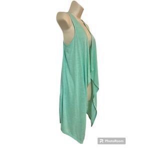Women’s Open Front Vest Cardigan Mint Green Size Small